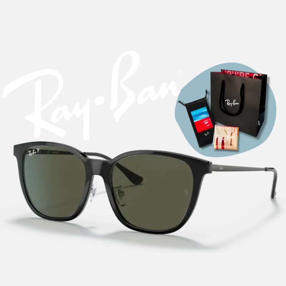 【RayBan 雷朋】方形金屬鏡腳偏光太陽眼鏡(RB4333D-601/9A 55mm 偏光鏡片)