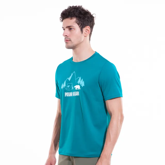 【POLAR BEAR 北極熊】男吸濕排汗網眼印花T恤-綠色(24T02)