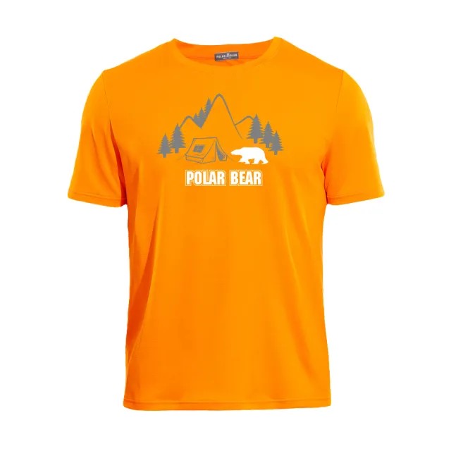 【POLAR BEAR 北極熊】男吸濕排汗網眼印花T恤-橘色(24T02)