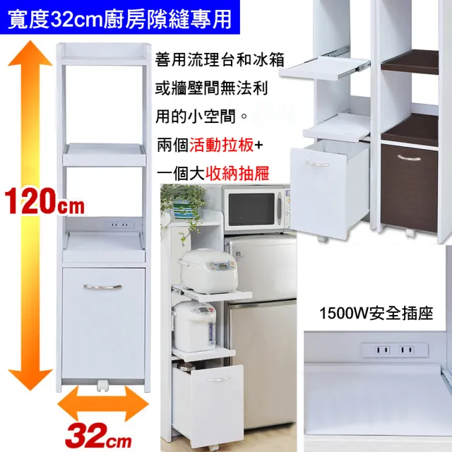 【C&B】加高型廚房隙縫電器櫃(隙縫櫃 廚房櫃 台灣生產)