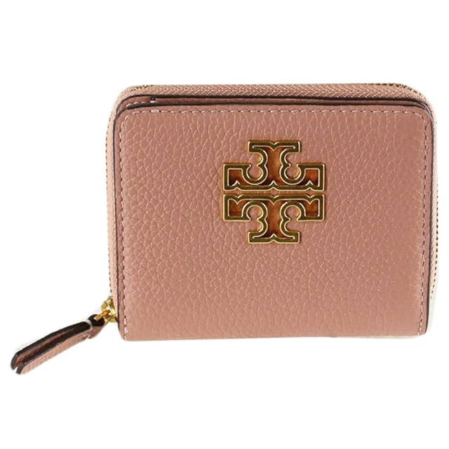 TORY BURCHTORY BURCH 雙T-LOGO素面扣式皮革短夾