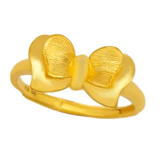 【金瑞利】買金送金珠 9999純金 蝴蝶結黃金戒指 可調式戒圍(1.07錢±3厘)