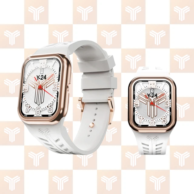 Y24 Quartz Watch 45mm 石英錶芯手錶 QW-45 玫瑰金錶框/白錶帶 無錶殼(適用Apple Watch 45mm)