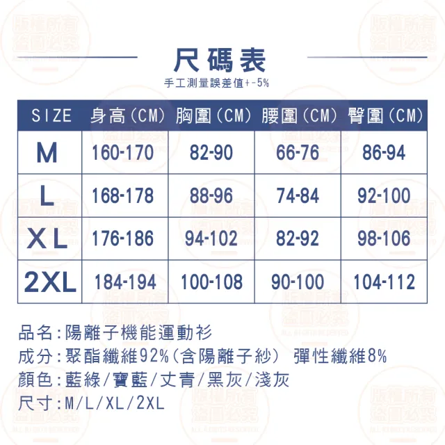 【原家良品】陽離子排汗衫 5入組 抗UV運動衫涼感衣 防曬排汗衣 速乾衣 機能衣 涼感T恤