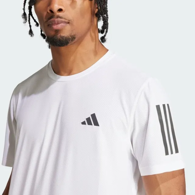 【adidas 愛迪達】OTR B Tee 男 短袖 上衣 運動 慢跑 路跑 反光 訓練 吸濕排汗 透氣 黑白(IK7436)