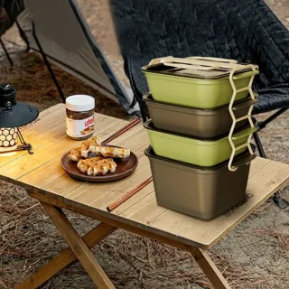 【Dagebeno荷生活】微波可用耐冷耐熱飯盒野餐配備便攜提手四件組水果盒(2組)