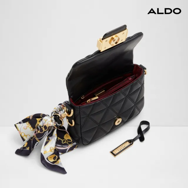 【ALDO】GRACIA-簡約氣質絲巾扭結肩背包-女包(黑色)