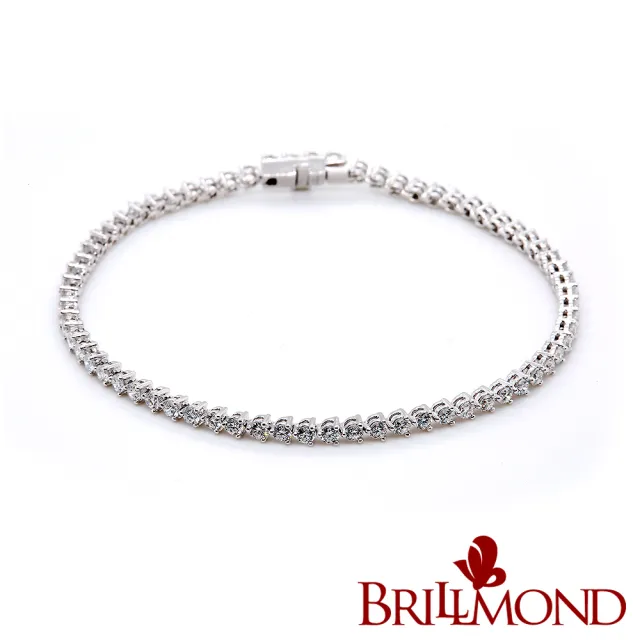 【BRILLMOND JEWELRY】鑽石手鍊 2克拉 PT950鉑金台(鑽石總重2克拉 PT950鉑金)