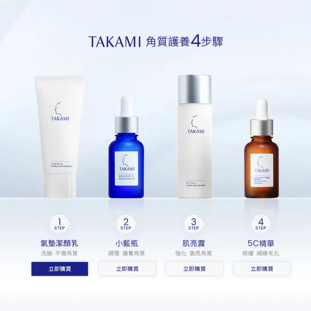 【TAKAMI】官方直營 超級三步驟全套保養組(小藍瓶30ml+潔顏乳80g+肌亮露 I 120ml)