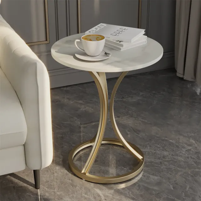 【靚白家居】岩板 邊桌茶几 金色 銀色 白色 40x40x57CM S244(床頭櫃 咖啡桌 客廳桌 桌子 茶几 置物桌)