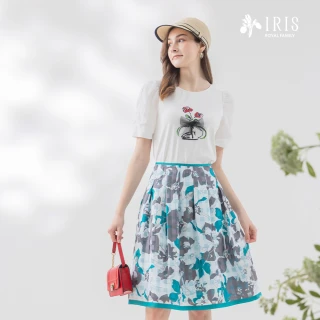 【IRIS 艾莉詩】優雅花束燒花半身裙-3色(42227)