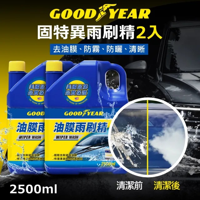 【GOODYEAR 固特異】油膜雨刷精 2入(濃縮雨刷精｜玻璃除油膜｜油膜去除｜雨刷水)