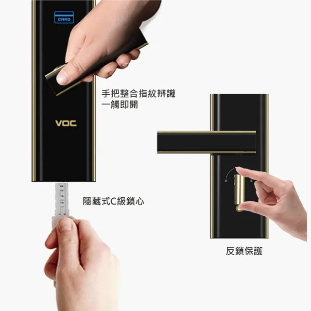 【VOC】沙金 X9+ 五合一把手式電子鎖(遠端手機開門│指紋│卡片│密碼│鑰匙/含安裝)