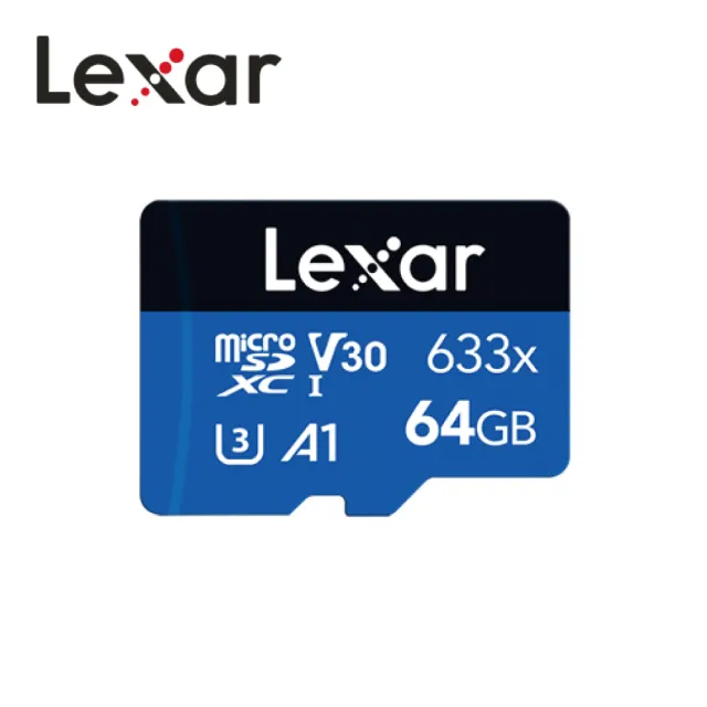 【Lexar 雷克沙】633x UHS-I A1 U3 64GB microSD記憶卡(適用各種手機、攝影裝置)