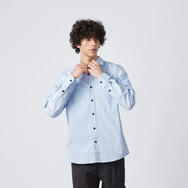 【JOHN HENRY】AZURE POETRY條紋長袖襯衫-藍色