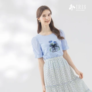 【IRIS 艾莉詩】瓶花藝拋袖T恤-2色(42904)