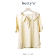 【betty’s 貝蒂思】荷葉邊翻領綁帶拼接上衣(共二色)