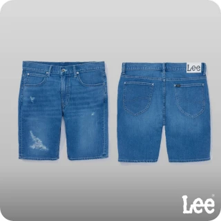 【Lee】男裝 牛仔短褲 / 涼感 902 刷破 中藍洗水(LB422007661)