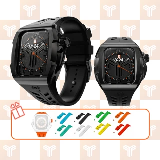 【Y24】Quartz Watch 45mm 石英錶芯手錶 QWC-45 黑錶殼/黑錶帶(適用Apple Watch 45mm)