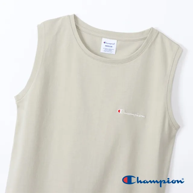 【Champion】官方直營-純棉刺繡LOGO無袖上衣-女(米色)