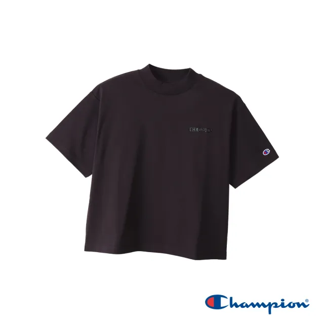 【Champion】官方直營-立體膠花LOGO短袖TEE-女(黑色)