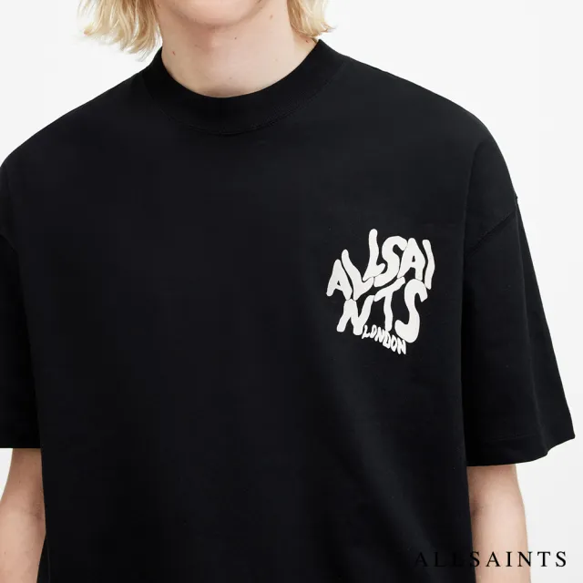 【ALLSAINTS】ORLANDO 純棉寬鬆LOGO短袖T恤-黑 M022PA(寬鬆版型)