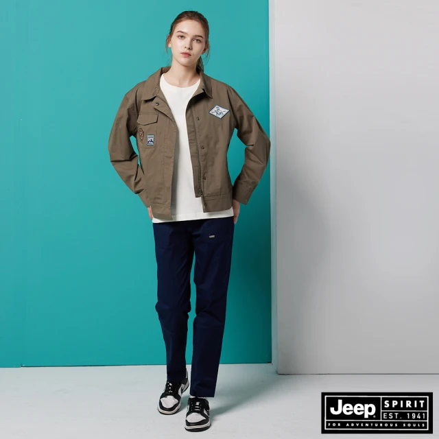 【JEEP】女裝 率性大口袋長褲(深藍)