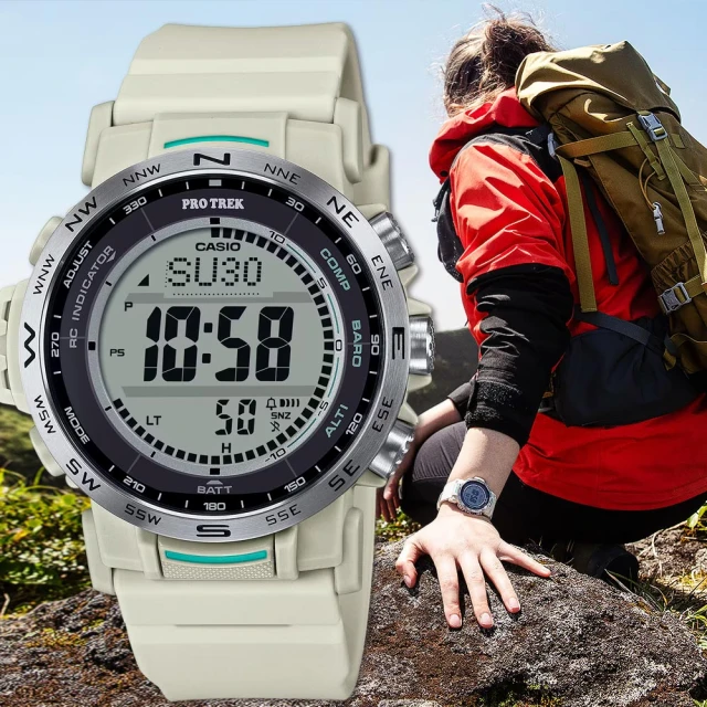 CASIO 卡西歐 PROTREK 戶外多功能太陽能電波手錶 登山錶 氣壓高度溫度 聖誕節 禮物(PRW-35-7)