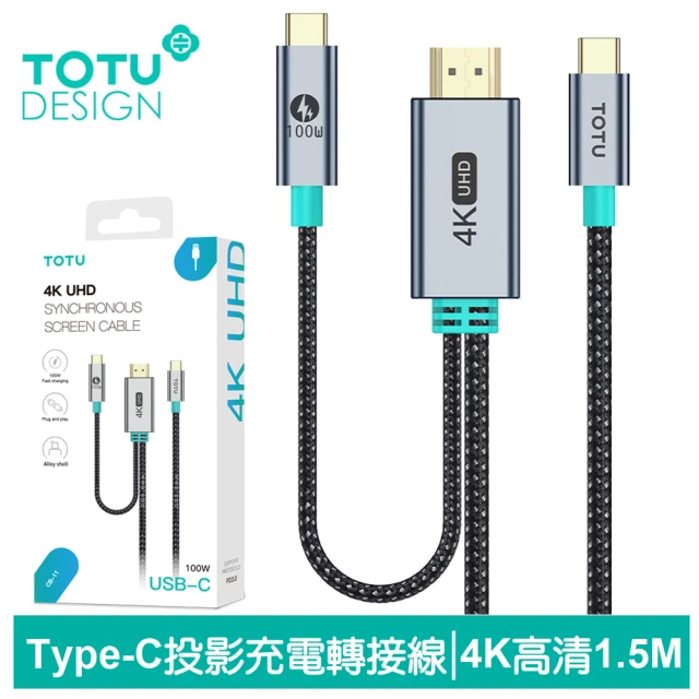 TOTU 拓途 Type-C 轉 UHD 螢幕轉接頭充電轉接線轉接器 CB-11(手機轉電視/兼容HDMI/適用iPhone15系列)