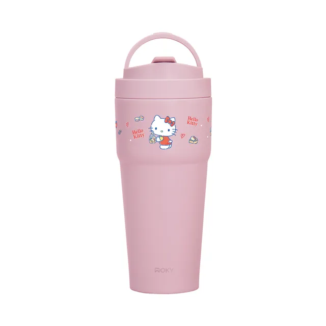 【WOKY 沃廚】SANRIO聯名_二代渾圓杯750ml-附彈跳吸管(HelloKitty/大耳狗/隨行杯/冰壩杯/吸管杯/保溫瓶)