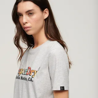 【Superdry】女裝 短袖T恤 Rainbow Logo Relaxed(冰川灰)
