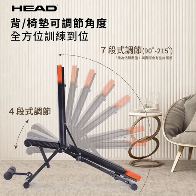 【HEAD】三合一快調式啞鈴/壺鈴/槓鈴+多功能重量訓練椅DB623+HA369(超值回饋啞鈴組)