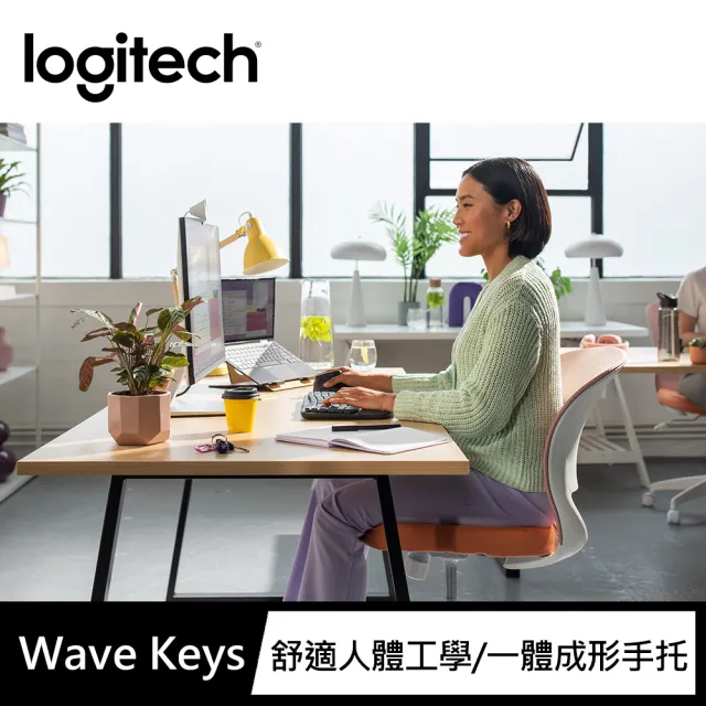【Logitech 羅技】Wave Keys人體工學鍵盤(石墨灰)
