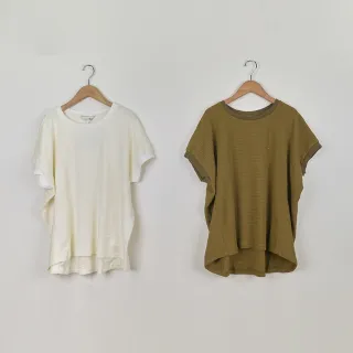 【Dailo】微立體織紋簡約棉質短袖上衣(綠 米/魅力商品)