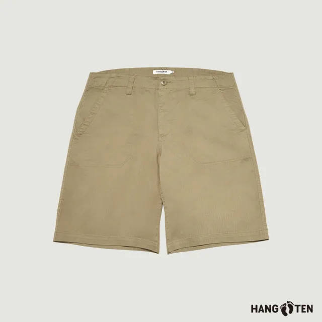 【Hang Ten】男裝-RELAXED FIT人字紋口袋貼帶休閑短褲(薄荷綠)