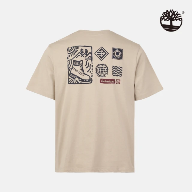 Timberland 中性褐灰色背後圖案短袖T恤(A2P28