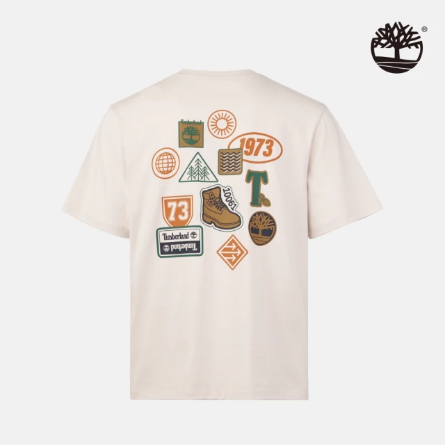 Timberland 中性白沙色背後圖案短袖T恤(A2NZ1