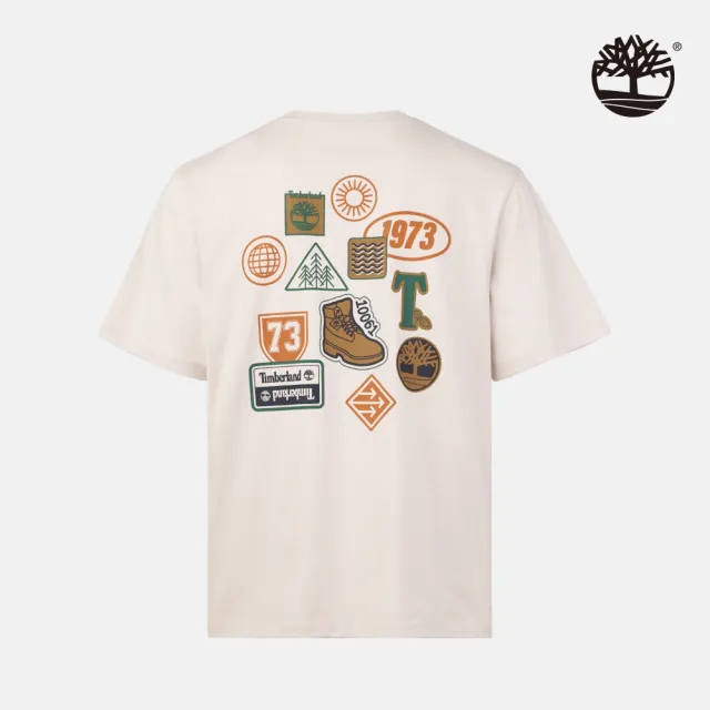 【Timberland】中性白沙色背後圖案短袖T恤(A2NZ1BH7)