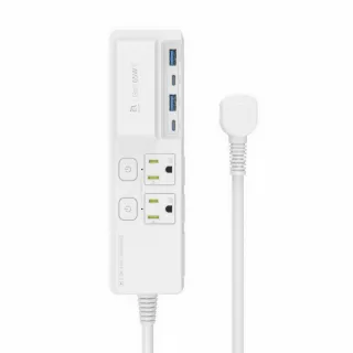 【ADAM 亞果元素】3開4插 2USB+2Type C OMNIA G65 GaN 65W 智慧快充延長線(三年保固)