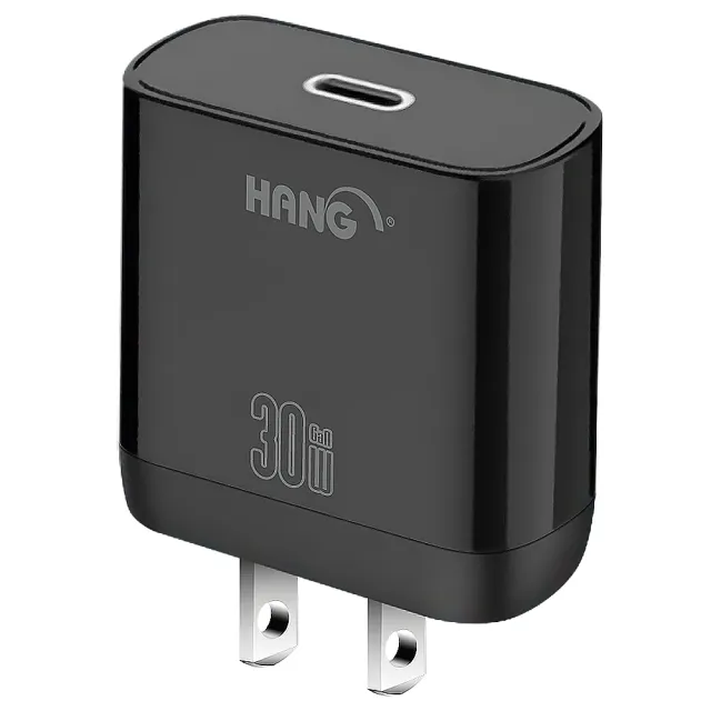 【HANG】30W第三代氮化鎵GaN 快速充電器-黑+MyStyle USB+TYPE-C TO TYPE-C/Lightning/Micro 快充線-白(1C)