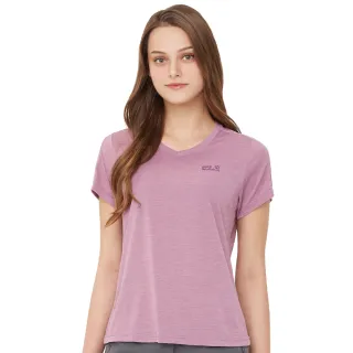 【Jack wolfskin 飛狼】女 涼感花紗V領短袖排汗衣 T恤(暮紫)