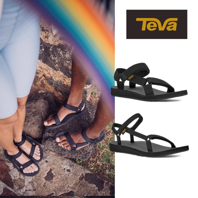 【TEVA】男/女涼鞋 經典緹花織帶涼鞋/雨鞋/水鞋/海灘鞋 Original Universal Slim 原廠(經典黑色任選)