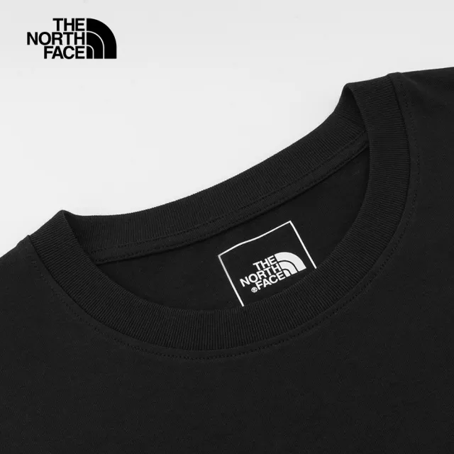 【The North Face】北面男款黑色純棉自然花卉品牌LOGO印花短袖T恤｜88G5JK3