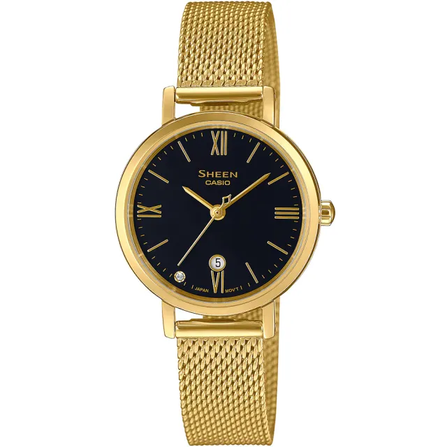 【CASIO 卡西歐】SHEEN 優雅米蘭帶石英女錶 送禮 禮物 推薦(SHE-4540GM-1A)
