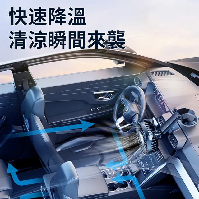 【SUITU】吸盤式車載風扇 車內空調扇 汽車風扇 車用/家用/辦公用(多角度送風/伸縮桿設計)