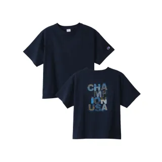 【Champion】官方直營-純棉印花短袖TEE-女(深藍色)