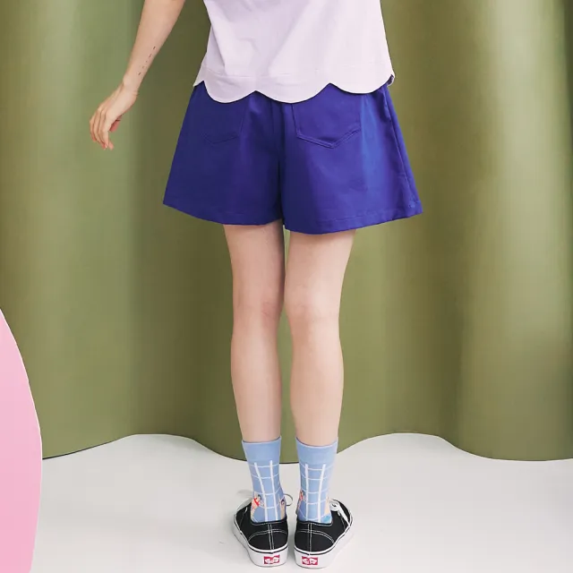 【Dailo】工裝貓口袋側綁帶短褲裙(藍)