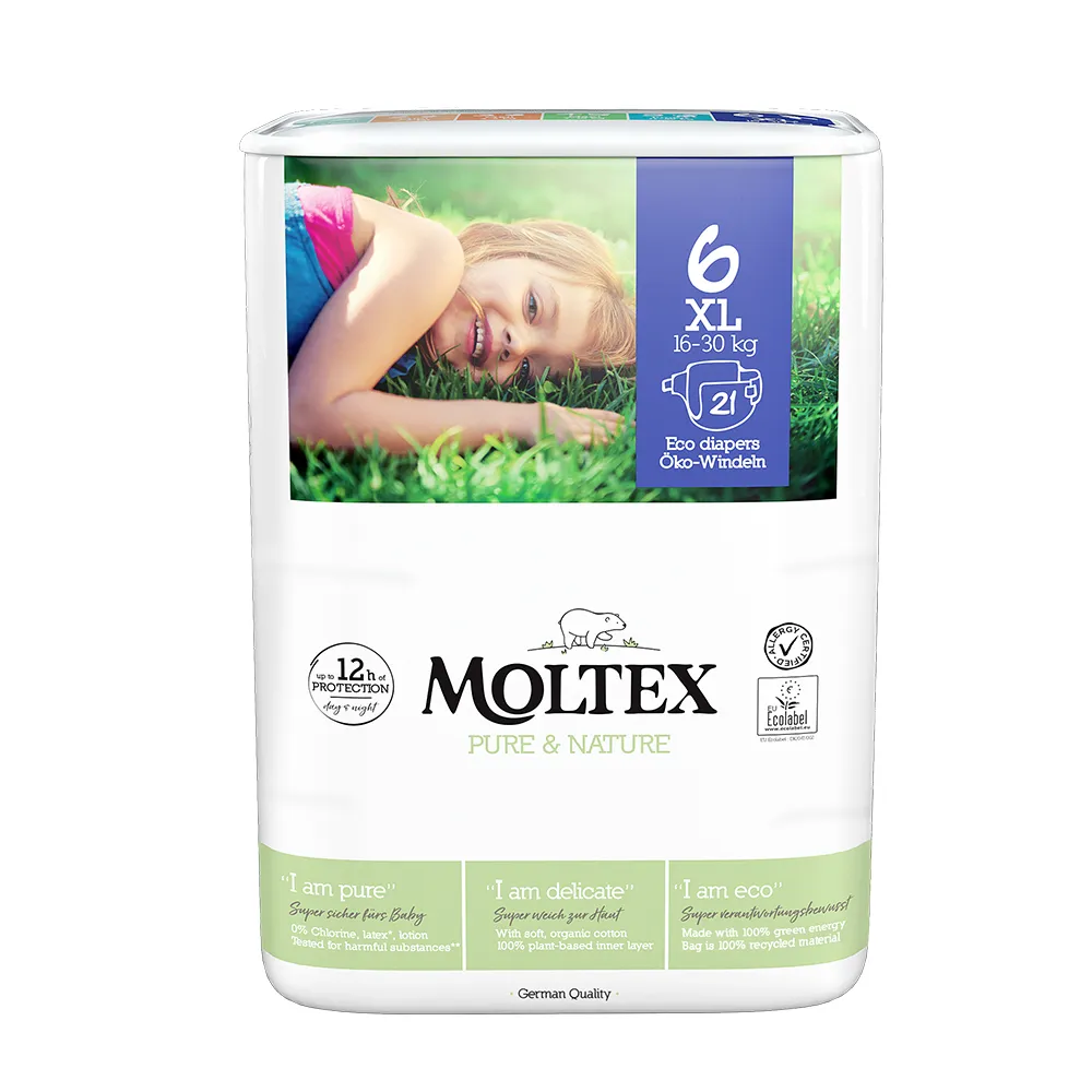 【MOLTEX 舒比】黏貼型無慮紙尿褲XL-21片x1包(歐洲原裝進口嬰兒紙尿褲)
