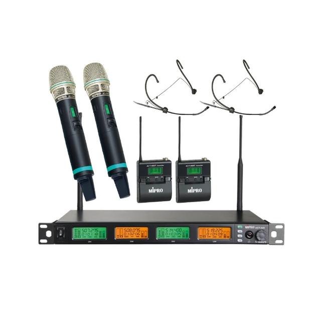 【MIPRO】ACT-545 配2手握式500H+2頭戴式麥克風(UHF類比寬頻四頻道無線麥克風)