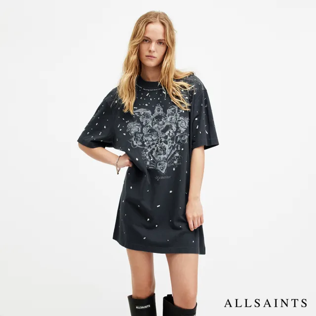 【ALLSAINTS】SCATTER 純棉寬鬆亮片T恤洋裝 W305DA(舒適版型)